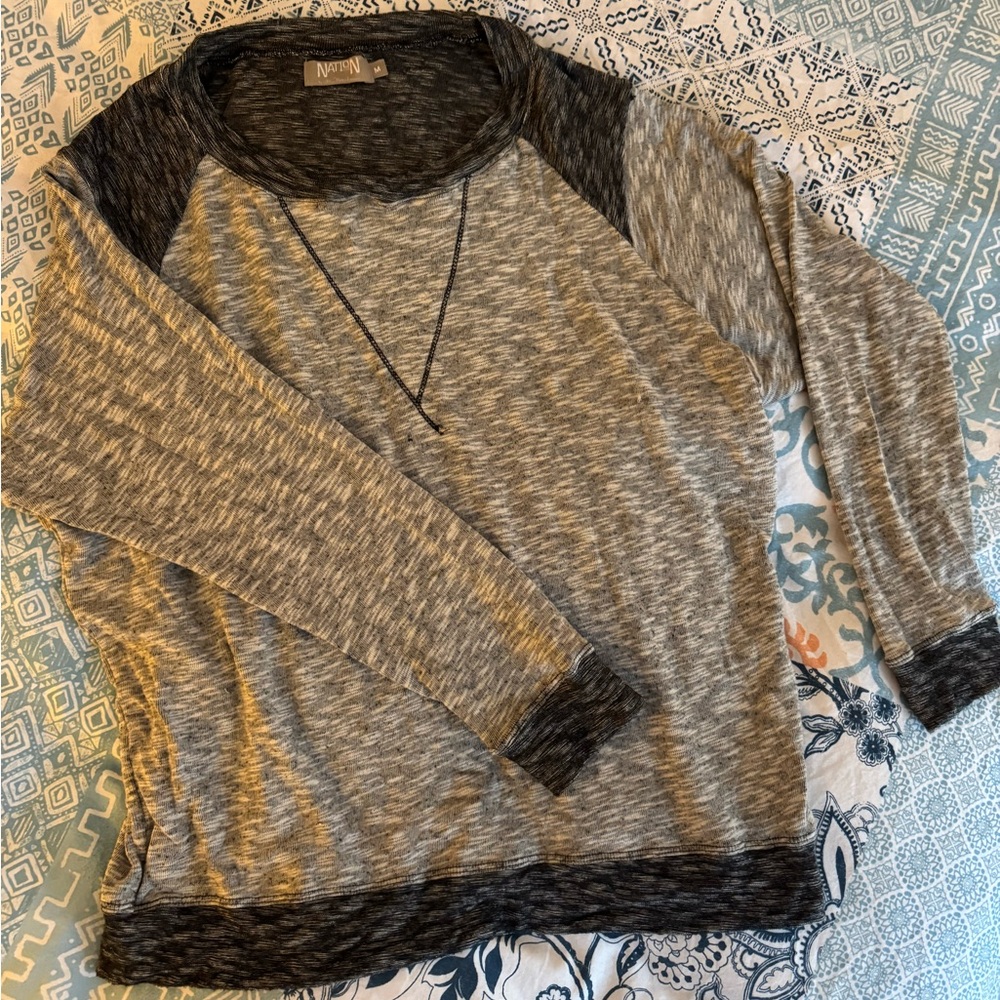 Nation Ltd Light, two tone gray sweater,  size medium